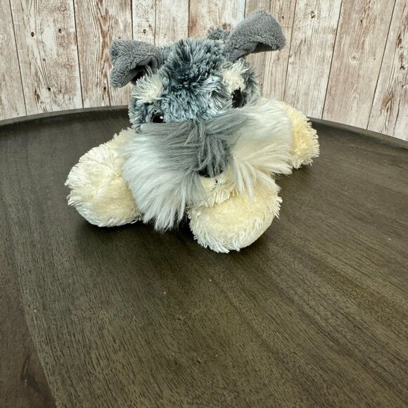 Aurora Flopsie Ludwig The Schnauzer Stuffed Animal Cream Gray Puppy Plush - Picture 1 of 11